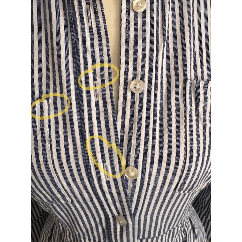 Eliza J Blue White Striped Shirt Dress 100% Cotton Button Front Size 4 Pockets - Picture 11 of 12